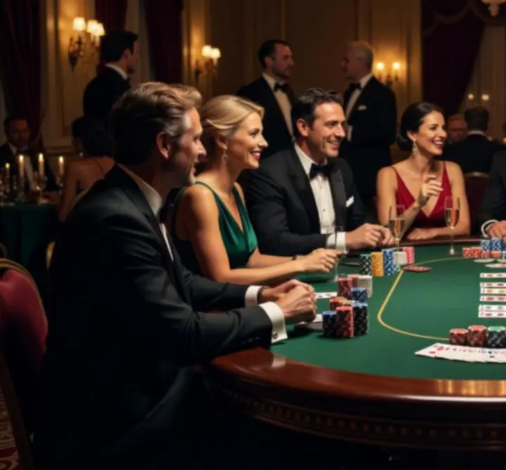 Elegancki stół pokerowy przygotowany na mobilny event
