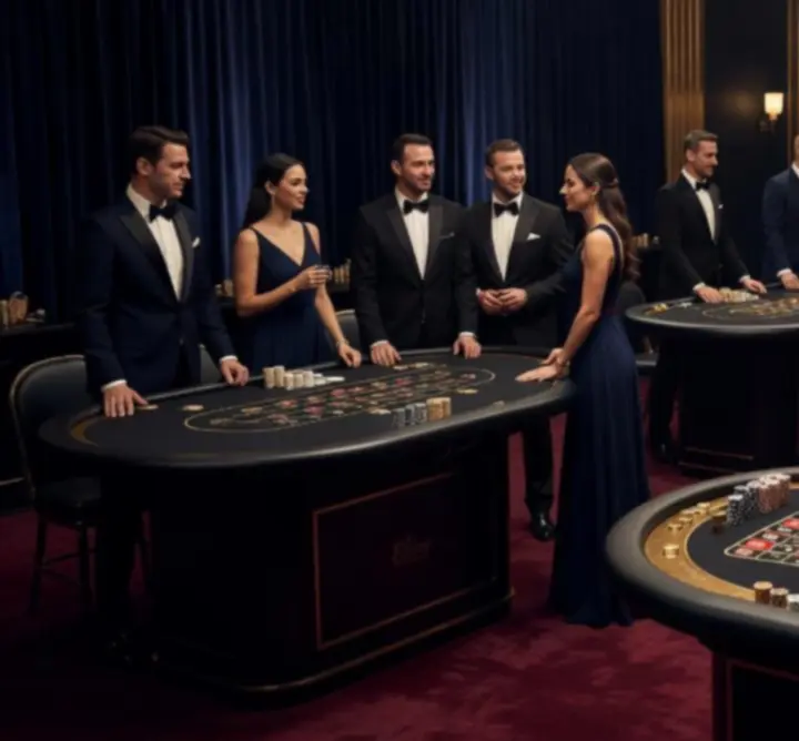 Mobilne stoły do pokera, ruletki i blackjacka rozstawione na evencie
